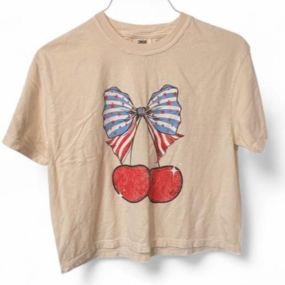 Comfort Colors Cherry Bow Graphic Tee (Women's M)